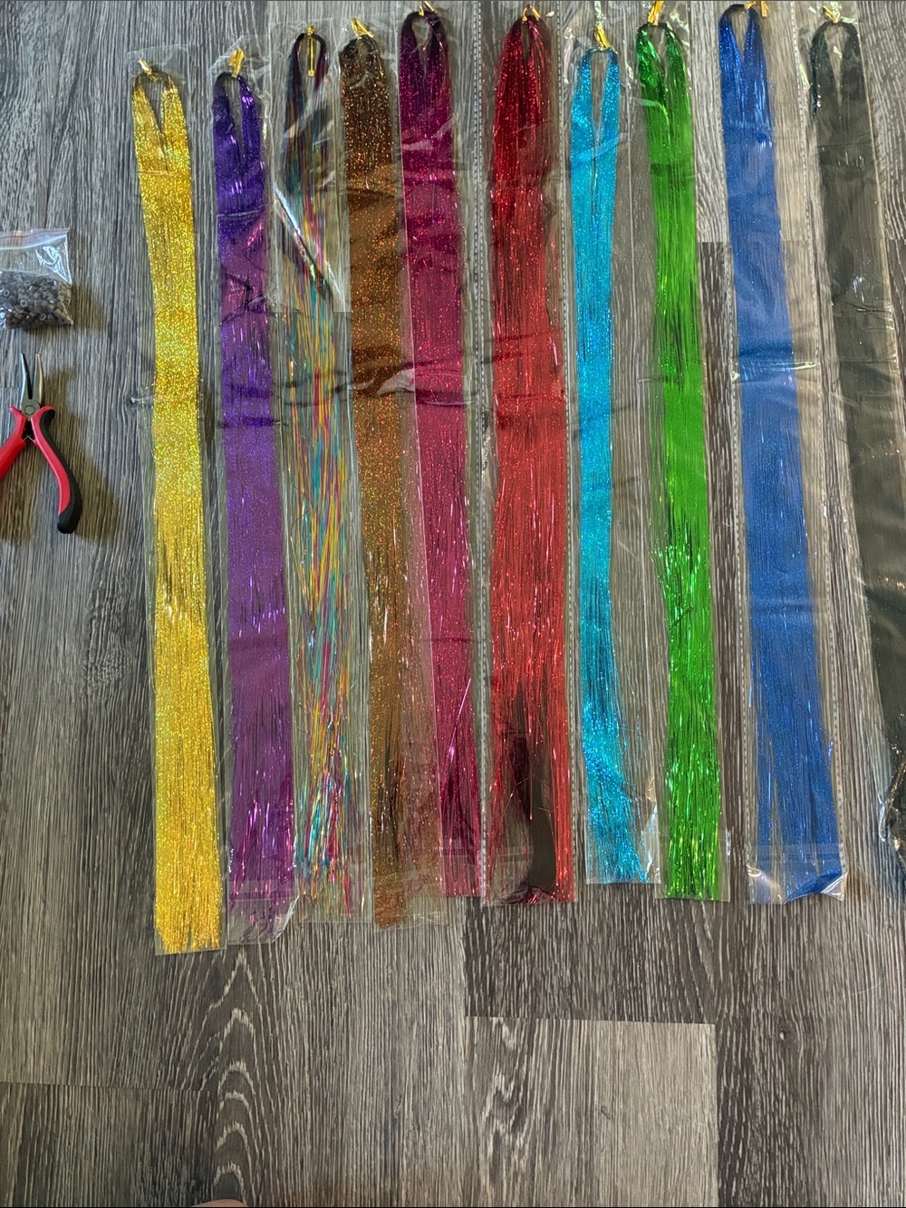 Assorted Metallic Hair Extensions- Multicolor Decorative Hair Accessories  B16